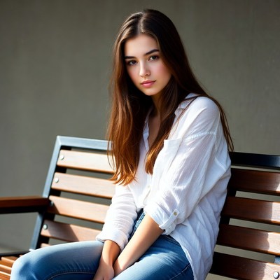 Young woman sitting on bench