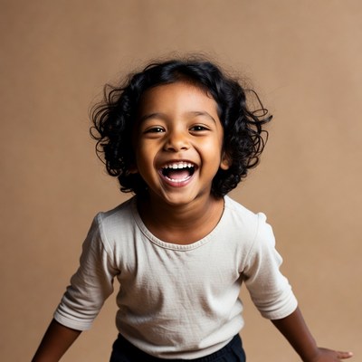 Happy Asian toddler boy smiling