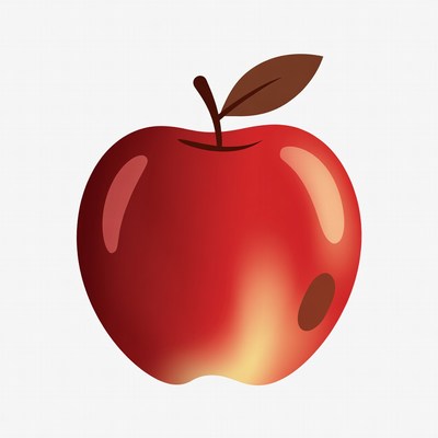 Red Apple with Leaf