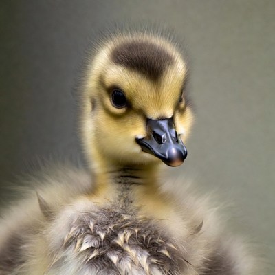Cute yellow duckling close-up
