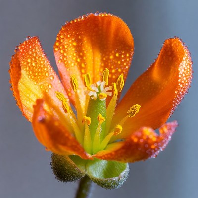 Orange flower with water droplets
