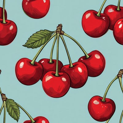 Red Cherries Seamless Pattern Illustration