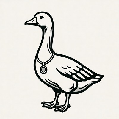 White Goose Wearing Collar