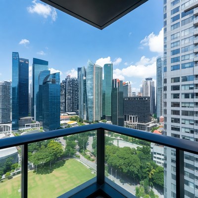 Singapore Skyline from High Balcony