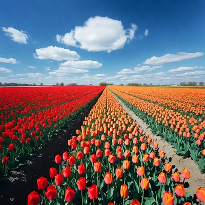 Red and Orange Tulip Fields