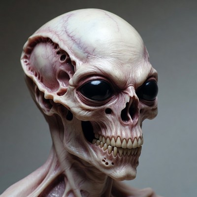 Grey Alien Head Closeup