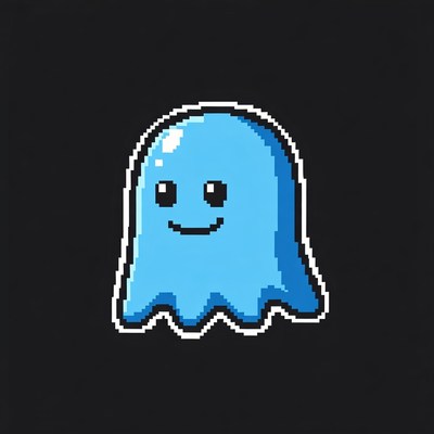 Cute Blue Pixel Ghost