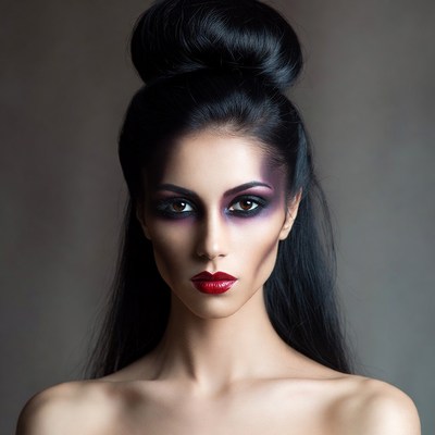 Woman with black bun hairstyle