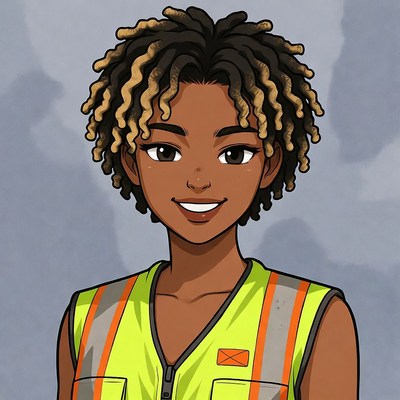 African-American woman in yellow safety vest