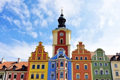 Colorful facades of historic buildings
