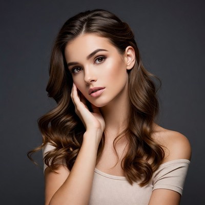 Beautiful woman touching face