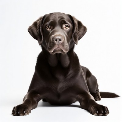 Chocolate Labrador Retriever puppy lying down