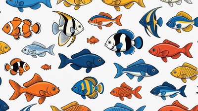 Colorful Tropical Fish Seamless Pattern