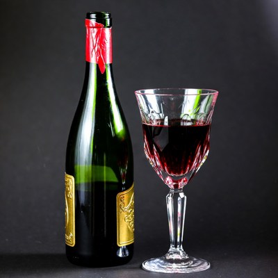 Red Wine Bottle and Glass