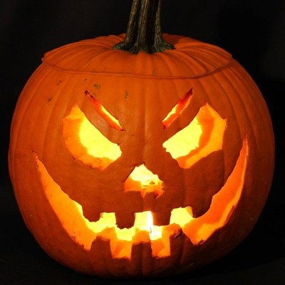 Lit Jack-o'-lantern pumpkin