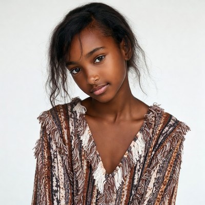Young African-American girl in fringed dress
