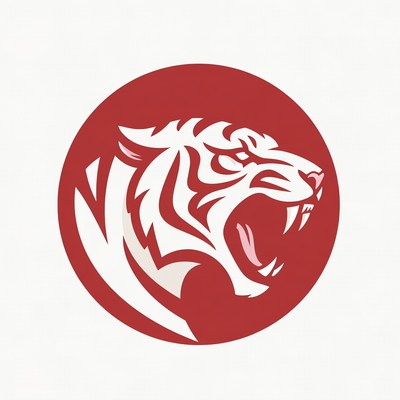 Roaring Tiger Head in Red Circle