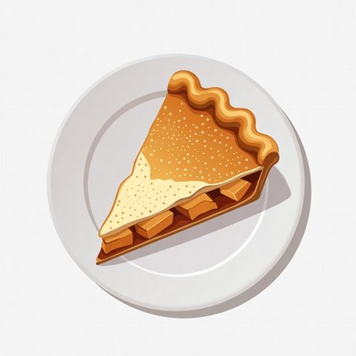 Apple Pie Slice on Plate