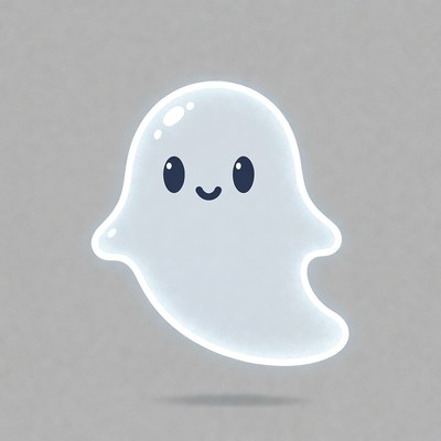 Cute cartoon ghost smiling