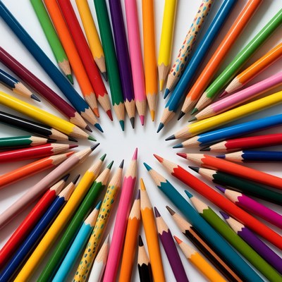 Colorful Pencils Arranged in Circle