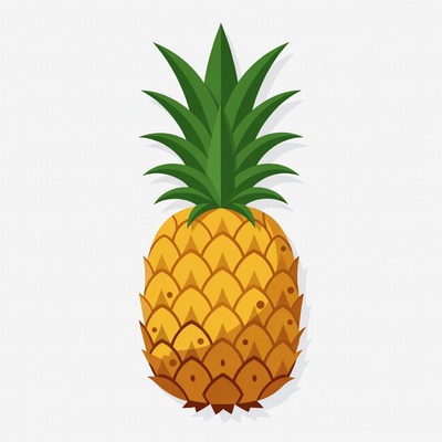 Cartoon Pineapple on White Background