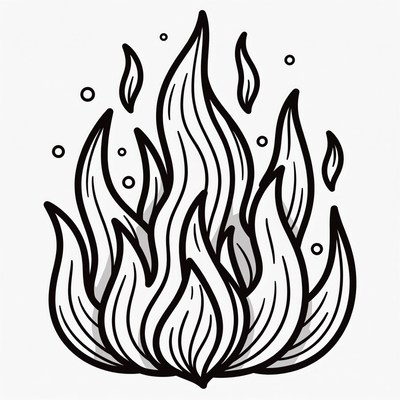 Black Outline Flame Illustration