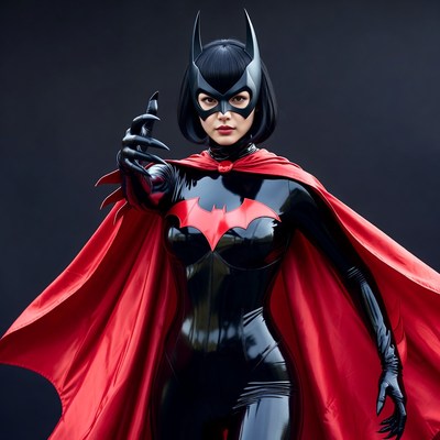 Batgirl in black latex suit