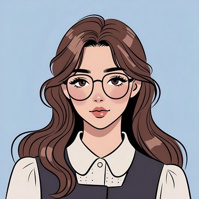 Anime girl with glasses and brown hair
