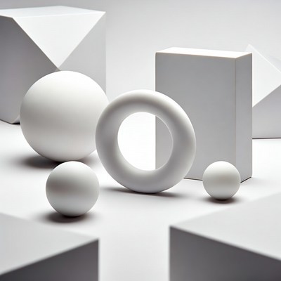 White geometric shapes arrangement