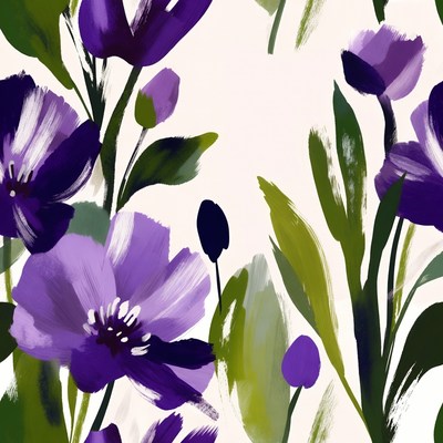 Purple Flowers with Green Leaves