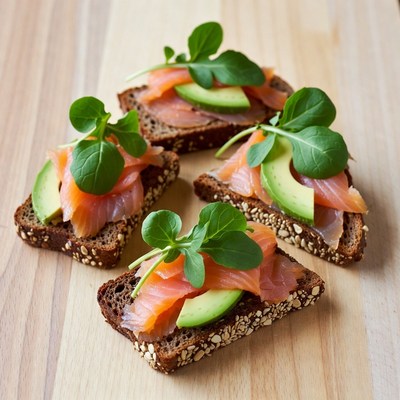 Smoked Salmon Avocado Open Sandwiches