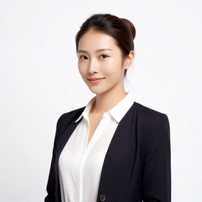 Asian woman in black blazer suit