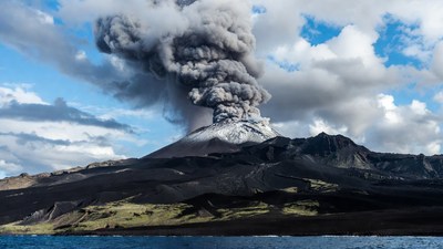 Erupting Volcano with Ash Plume