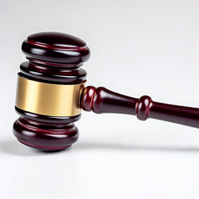 Wooden Gavel with Golden Band