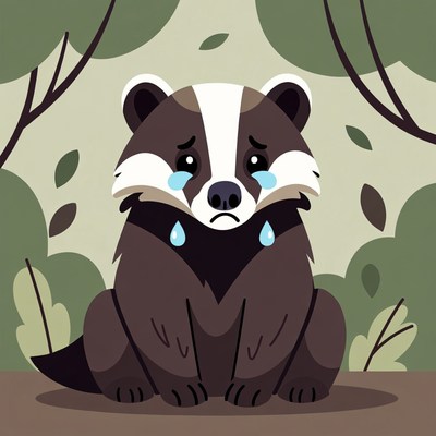 Crying Badger in Jungle
