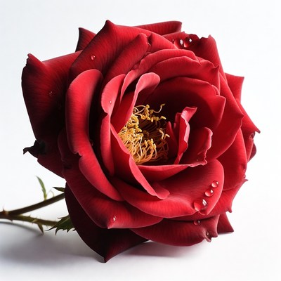 Red Rose with Dew Drops