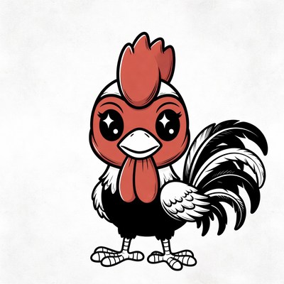 Cute cartoon rooster illustration