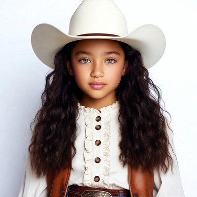Girl in white cowboy hat