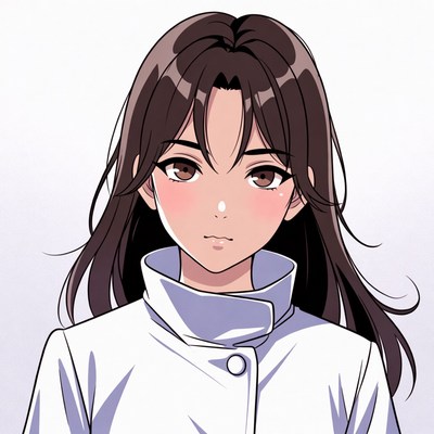 Anime girl in white coat