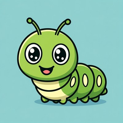 Cute green cartoon caterpillar