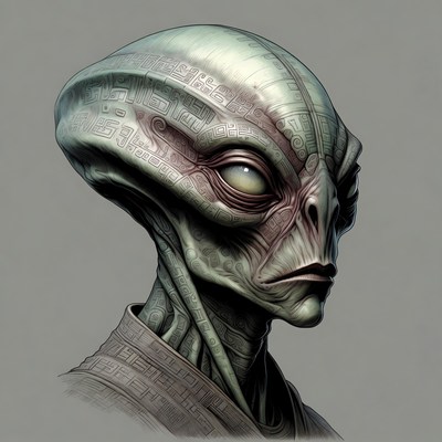 Grey Alien Portrait Illustration