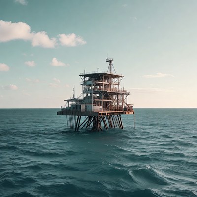 Offshore Oil Platform in Ocean