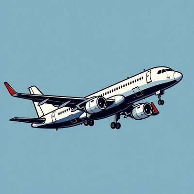 White Airplane Flying Illustration