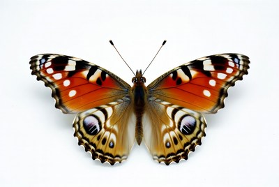 Red Peacocks Butterfly on White Background