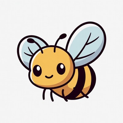 Cute cartoon bee flying