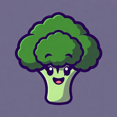 Cute Smiling Broccoli Illustration