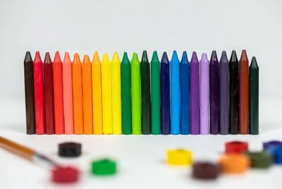 Rainbow Crayons on White Background