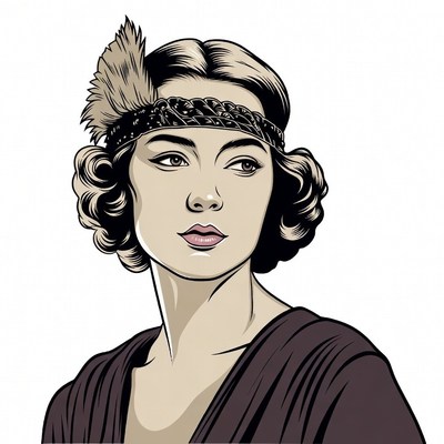 Flapper girl with feather headband