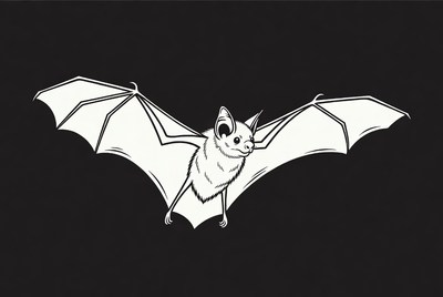 Cartoon bat with wings spread