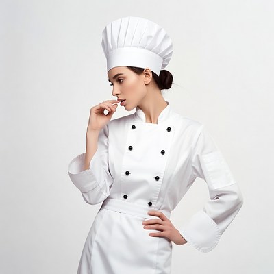 Woman chef thinking pose